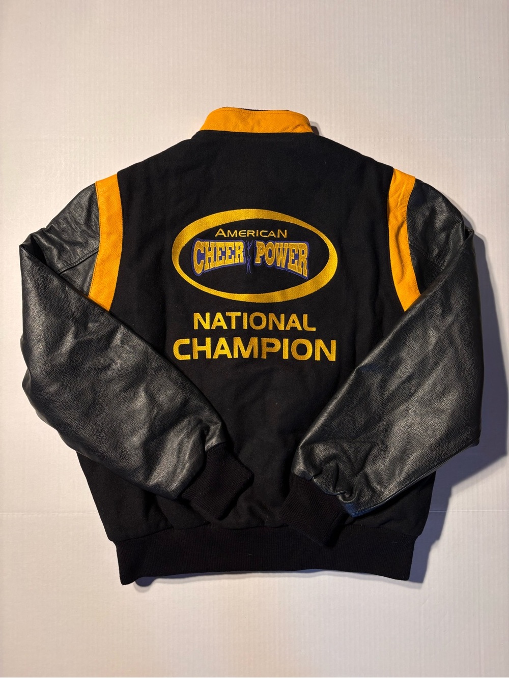 Vtg American Cheer Power National Champion Wool Leather Varsity Jacket Sz Large